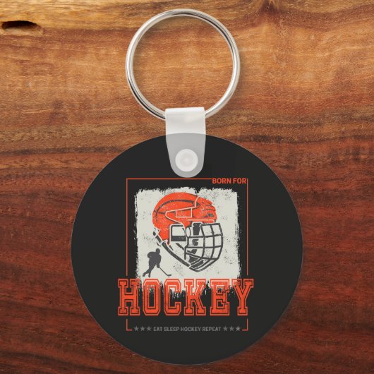 ホッケーヘルメットヴィンテージプレーヤーゲームトレーナー又はコーチ キーホルダー (正面)