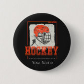 ホッケーヘルメットヴィンテージプレーヤーゲームトレーナー又はコーチ 缶バッジ (正面)
