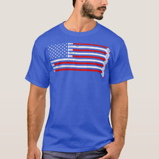 ホッケーホッケーアメリカ国旗のホッケープレーヤー Tシャツ