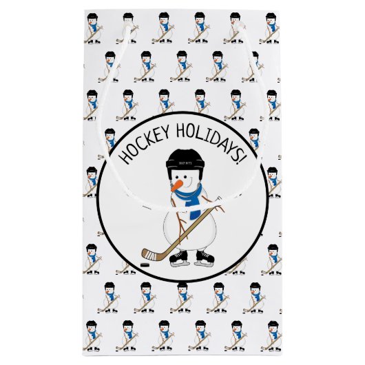 ホッケーホリデイズホッケー雪だるまスモール抱き枕 スモールペーパーバッグ (裏面)