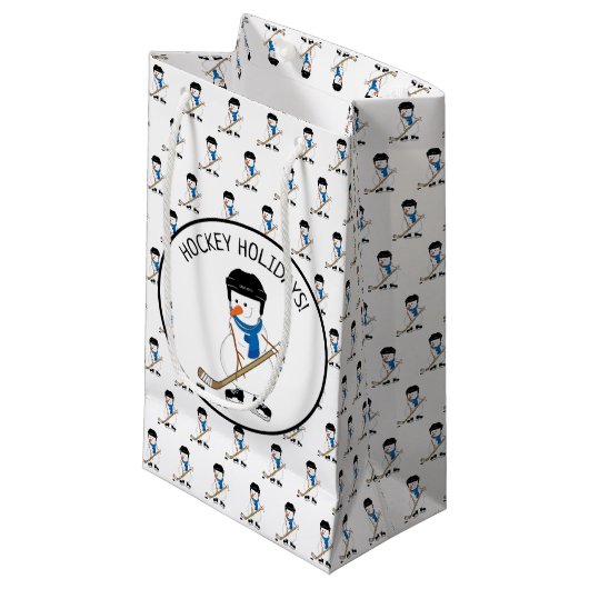 ホッケーホリデイズホッケー雪だるまスモール抱き枕 スモールペーパーバッグ (正面アングル)