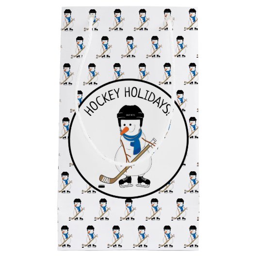 ホッケーホリデイズホッケー雪だるまスモール抱き枕 スモールペーパーバッグ (正面)