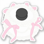 ホッケーホワイトヴィンテージラウンドケーキとピンクの弓 シール (正面)