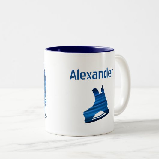 ホッケーマグシお気に入りのーズン青い線 ツートーンマグカップ (正面右)