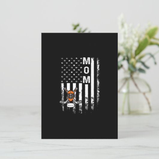 ホッケーママアメリカ国旗のヴィンテージクリスマスクリスマスPr 招待状 (スタンド正面)