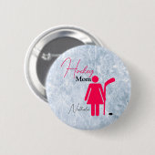 ホッケーママホットピンク 缶バッジ (正面&裏面)