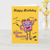 ホッケーモンスターピンクのグリーティングカード カード (黄色い花)