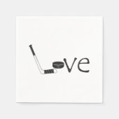 ホッケーラブスティックとパックチームパーティーワードアート スタンダードカクテルナプキン (正面)