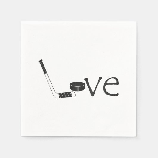 ホッケーラブスティックとパックチームパーティーワードアート スタンダードカクテルナプキン (正面)