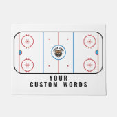 ホッケーリンクとカスタムチームロゴ&文字 ドアマット (正面)