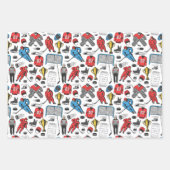 ホッケーレフェリープレーヤーズ氷スケートで滑るリンクパターン ラッピングペーパーシート (正面3)