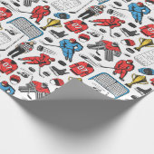 ホッケーレフェリープレーヤーズ氷スケートで滑るリンクパターン ラッピングペーパー (角)