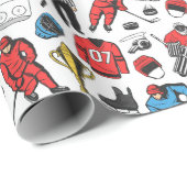 ホッケーレフェリープレーヤーズ氷スケートで滑るリンクパターン ラッピングペーパー (ロールコーナー)