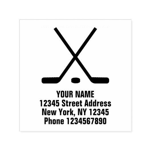 ホッケーロゴ付き自己インク差出人住所スタンプ セルフインキングスタンプ (デザイン)