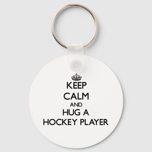ホッケー保プレイヤーを抱き締める キーホルダー (正面)