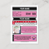 ホッケー収集可能トレーディングカード |ピンク コーリングカード (裏面)