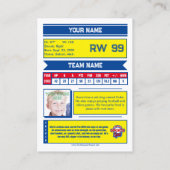 ホッケー収集可能トレーディングカード |黄色 コーリングカード (裏面)