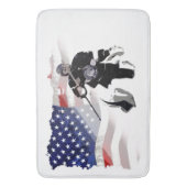 ホッケー国旗と米国国旗 バスマット (正面縦)