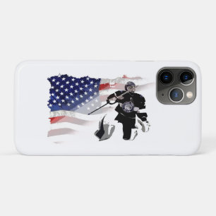 ホッケー国旗と米国国旗 iPhone 11 PROケース