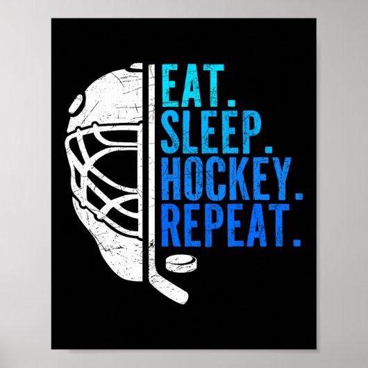 ホッケー大好き少年ホッケー選手のための Eat Sleep Hockey Repeat ポスター (正面)