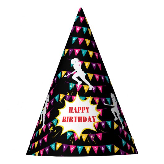 ホッケー女子選手の誕生日 パーティーハット (正面)