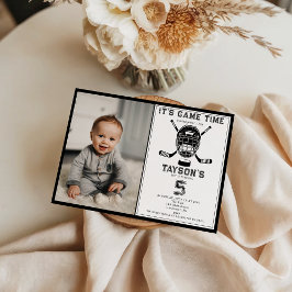 ホッケー好きな5歳の誕生日パーティーの写真 招待状