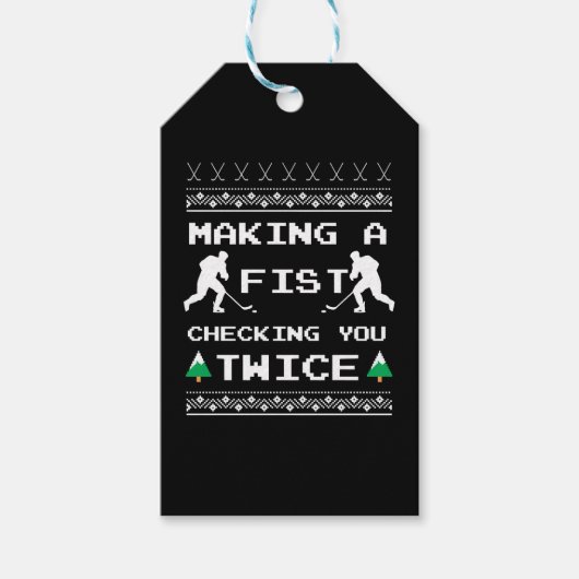 ホッケー愛好家のためのクリスマスデザイン ギフトタグ (正面)