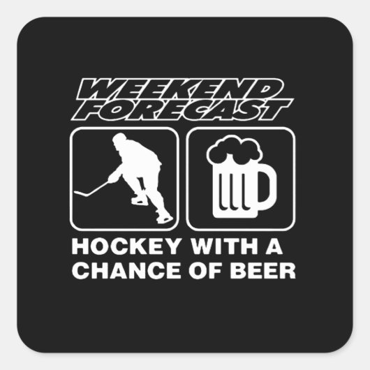 ホッケー愛好家 | Hockey With A Chance Of Beer スクエアシール (正面)