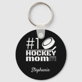 ホッケー最高のママキーチェーン第1位白黒 キーホルダー (正面)