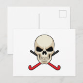 ホッケー用のスカルとホッケーバット ポストカード (正面/裏面)