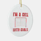 ホッケー私はゴールの女の子 セラミックオーナメント (右)
