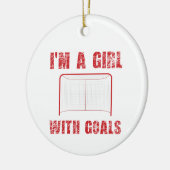 ホッケー私はゴールの女の子 セラミックオーナメント (左)
