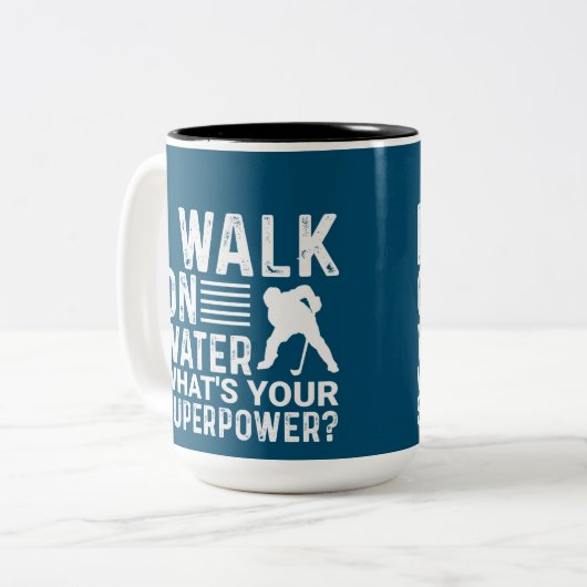 ホッケー私は水中を歩く ツートーンマグカップ (正面左)