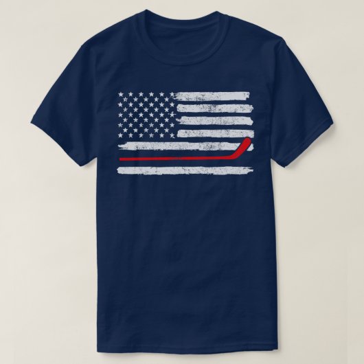 ホッケー米国国旗のヴィンテージ1 Tシャツ (デザイン正面)