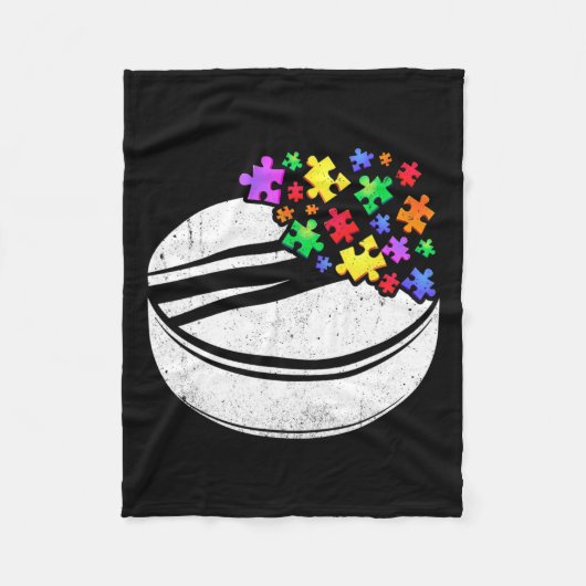 ホッケー自閉症パズルメンズウィメンズキッズキッズアワレネ フリースブランケット (正面)
