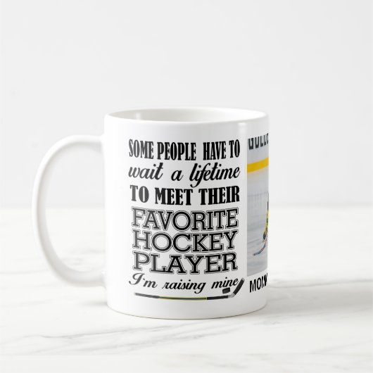 ホッケー誇りを持ったママ写真 コーヒーマグカップ (左)