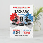 ホッケー誕生日の招待状REDとBLUEテーマ 招待状 (スタンド正面)