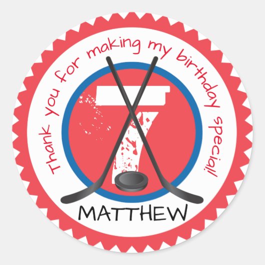 ホッケー誕生日シール ラウンドシール (正面)