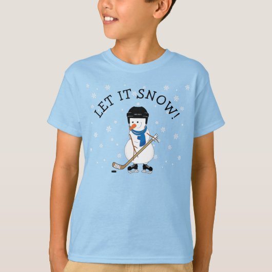 ホッケー遊の雪だるま雪を降らせろ！T-シャツ Tシャツ (正面)