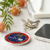 ホッケー選手のための写真そしてパーソナライズなギフト キーホルダー (側面)