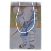 ホッケー選手のギフトバッグ ミディアムペーパーバッグ (裏面)