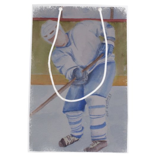 ホッケー選手のギフトバッグ ミディアムペーパーバッグ (裏面)