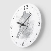 ホッケー選手の倍の視野の灰色の氷の人の洞窟 ラージ壁時計 (傾斜)