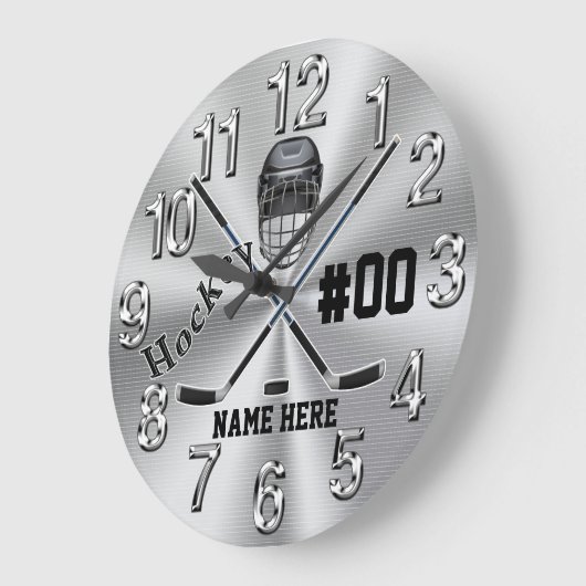 ホッケー選手の素晴らしいギフトのためのホッケーの時計 ラージ壁時計 (傾斜)
