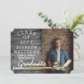 ホッケー選手 スポーツ ラスティック フォト 卒業 招待状 (スタンド正面)