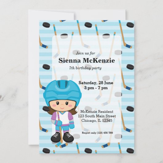 ホッケー選手 招待状 (正面)