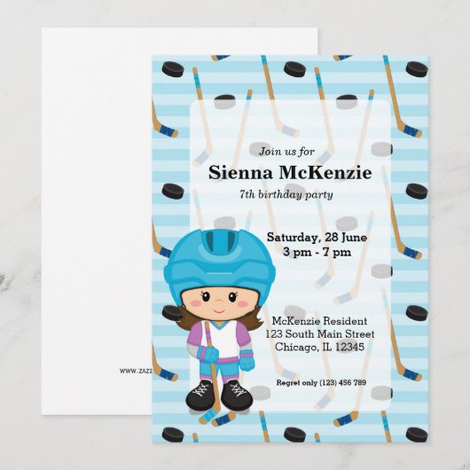 ホッケー選手 招待状 (正面/裏面)