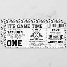 ホッケー1年目を切る1歳の誕生日チケット 招待状