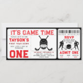 ホッケー1年目を切る1歳の誕生日チケット 招待状 (正面)