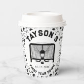 ホッケー1年目を切る1歳の誕生日紙 紙コップ (裏面)